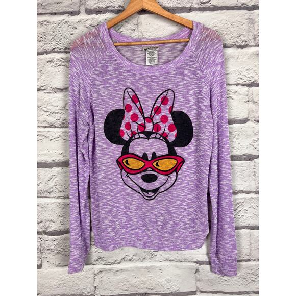 DISNEY PARKS Womens L Purple Minnie Mouse Sunglasses Lightweight Stretch Sweater - Picture 9 of 9